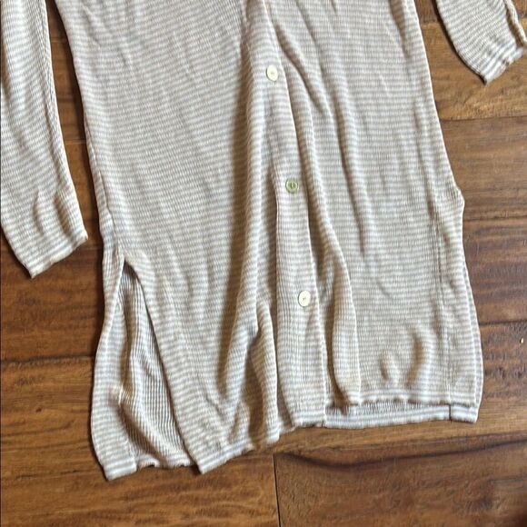 NWT LOFT Beige Striped Button-Down Cardigan - Picture 8 of 10